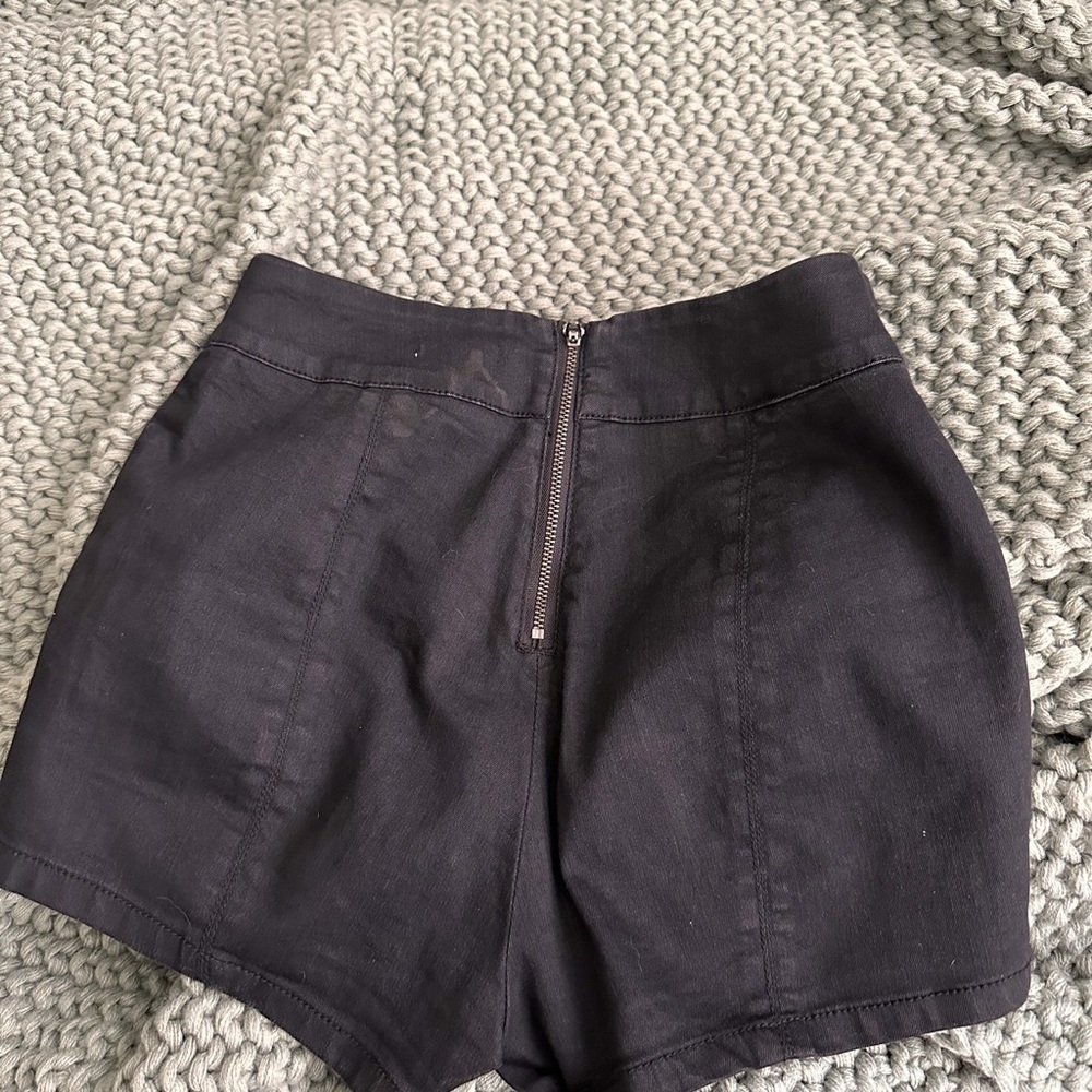 urban outfitters kimchi blue black cheeky high waist zip front shorts